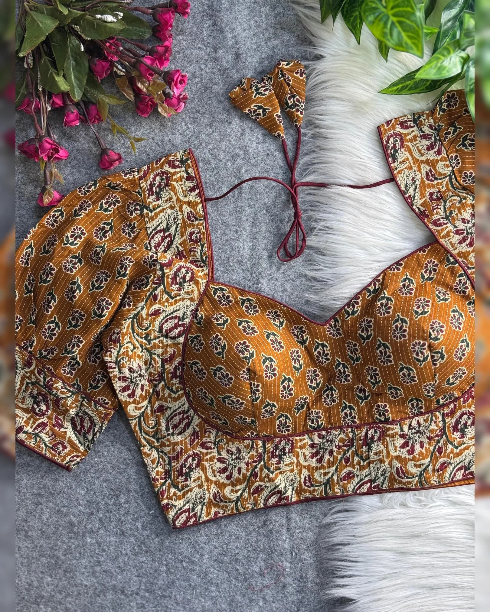 New Summer Special Katha Printed Pure Cotton Partywear Blouse