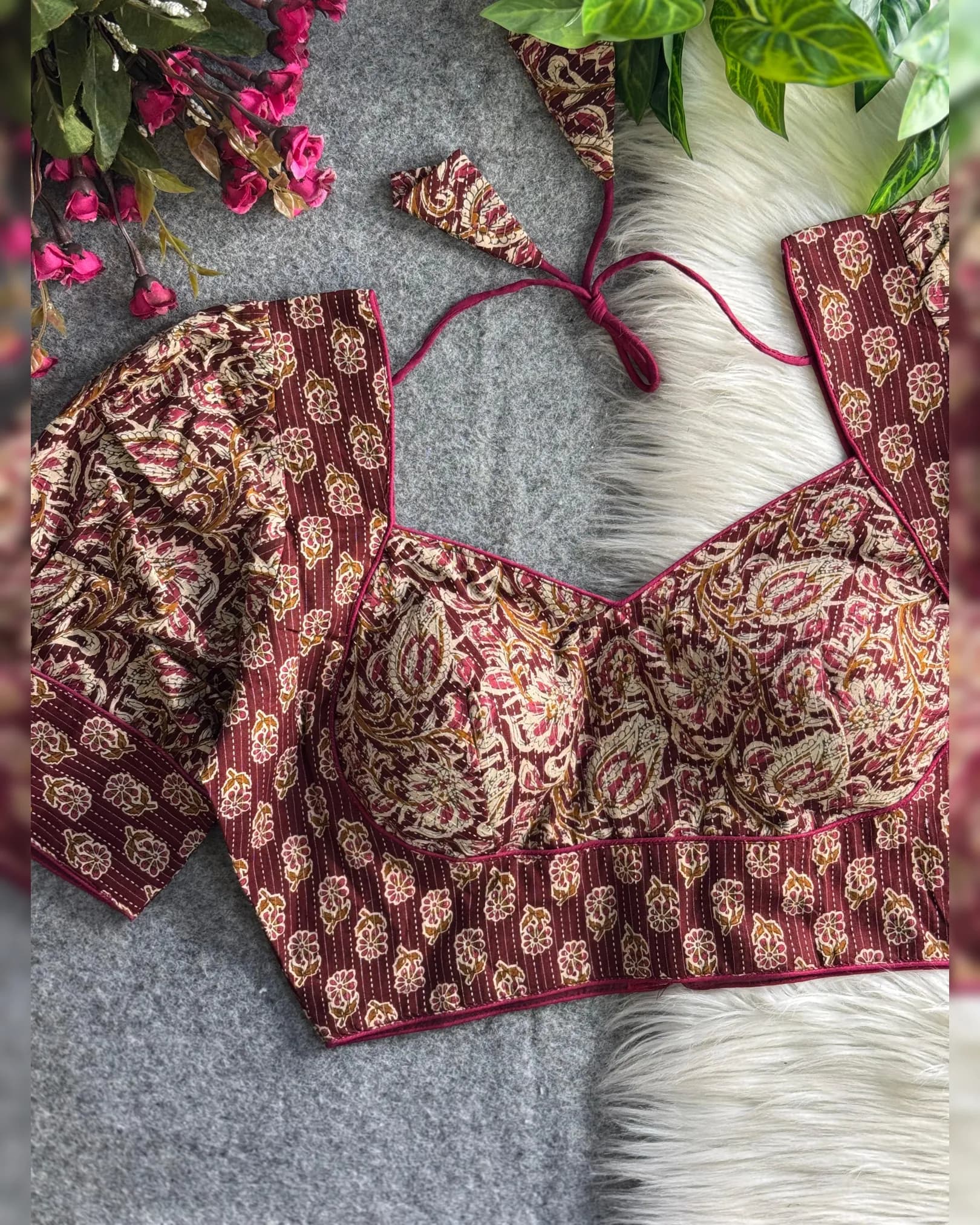 New Summer Special Katha Printed Pure Cotton Partywear Blouse alternate view