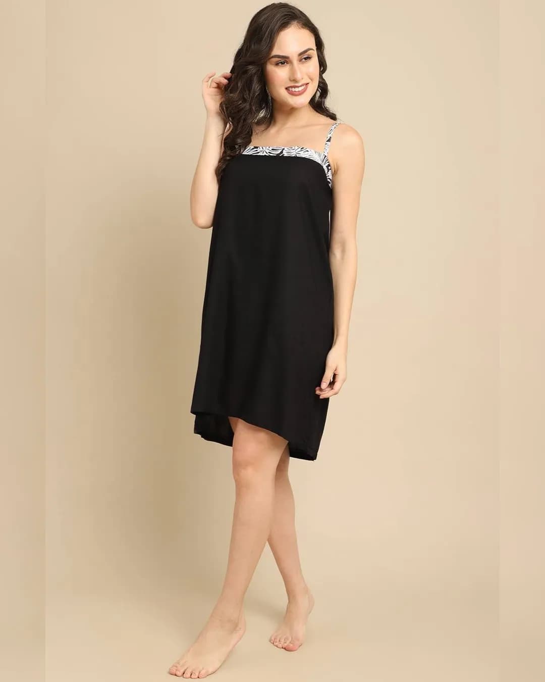 Black Color Tropical Printed Viscose Rayon Nityrob For Women alternate view