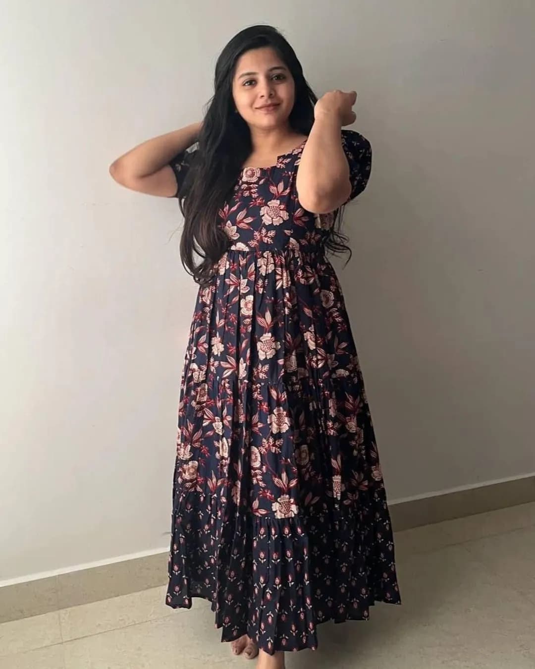 Soft Cotton Floral Print Maxi Dress – Fully Lined, Lightweight & Elegant