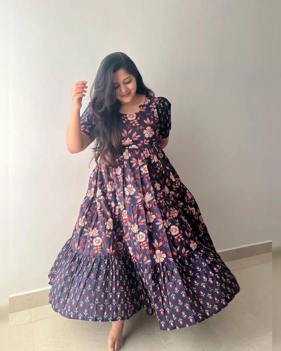 Soft Cotton Floral Print Maxi Dress – Fully Lined, Lightweight & Elegant alternate view