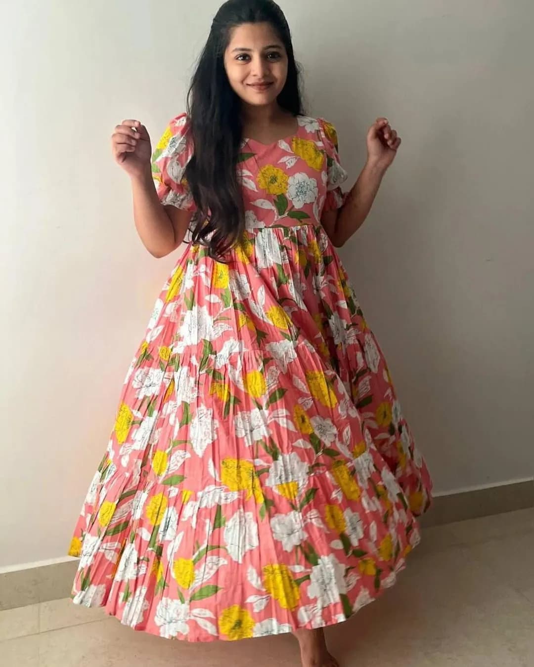 Soft Cotton Floral Print Maxi Dress – Fully Lined, Lightweight & Elegant