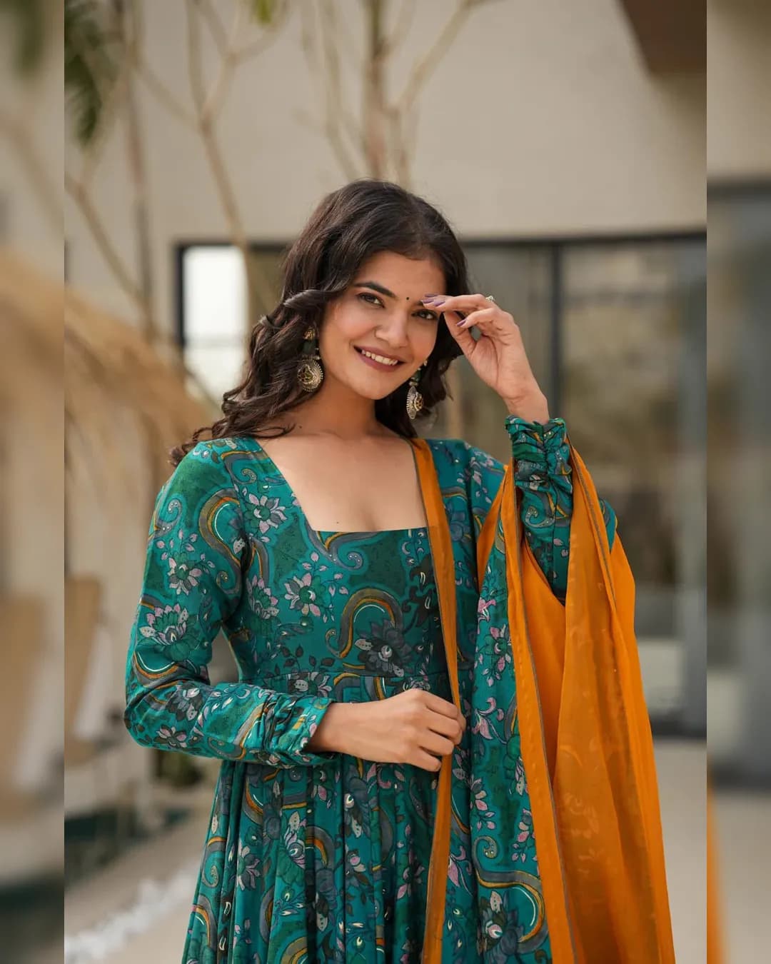 Premium Heavy Rayon Digital Printed Anarkali Gown with Georgette Dupatta alternate view