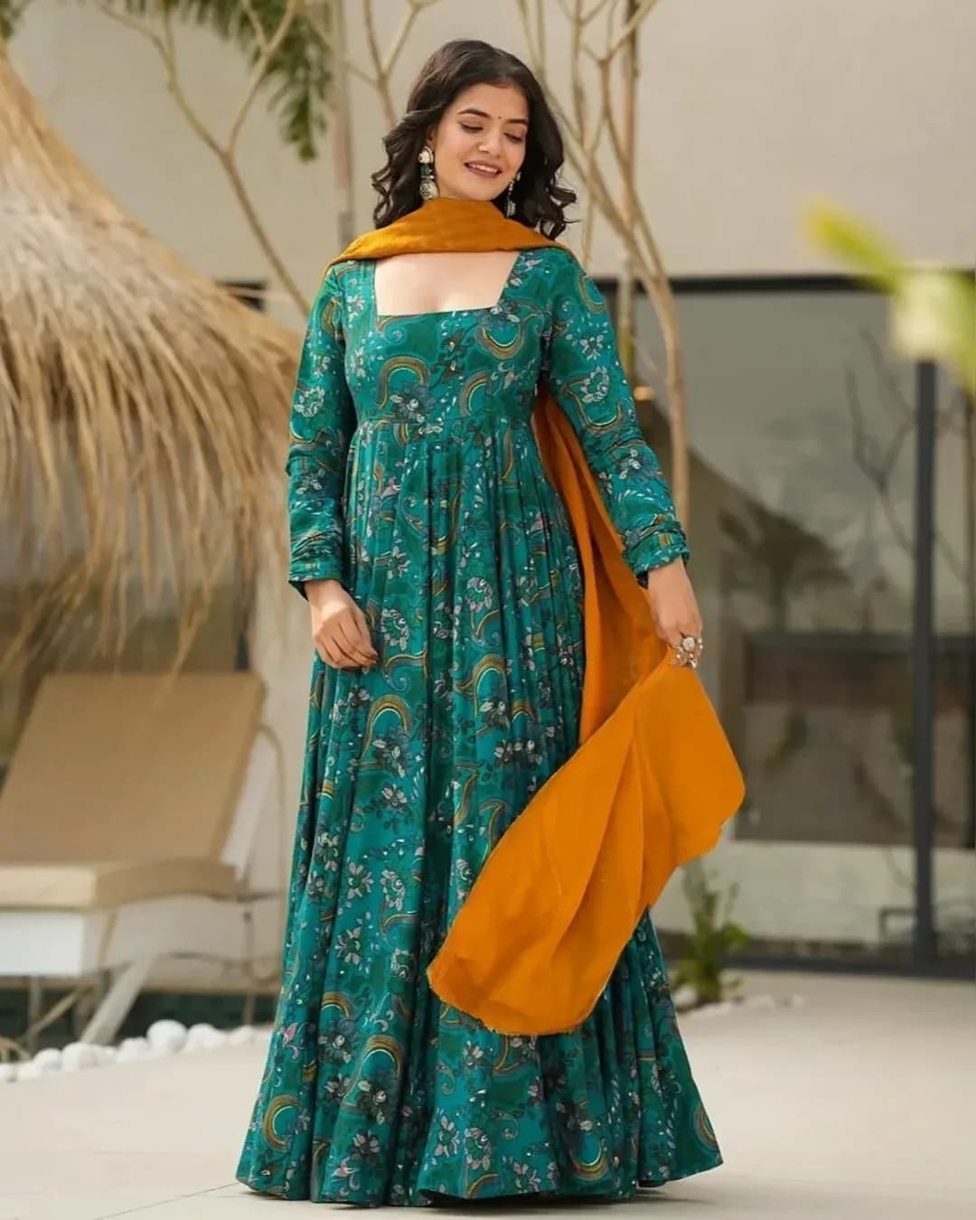 Premium Heavy Rayon Digital Printed Anarkali Gown with Georgette Dupatta