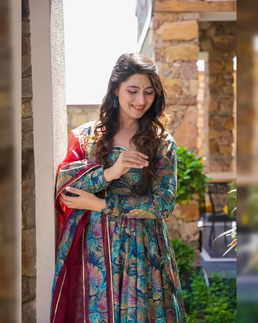 Premium Heavy Rayon Digital Printed Anarkali Gown with Georgette Dupatta alternate view
