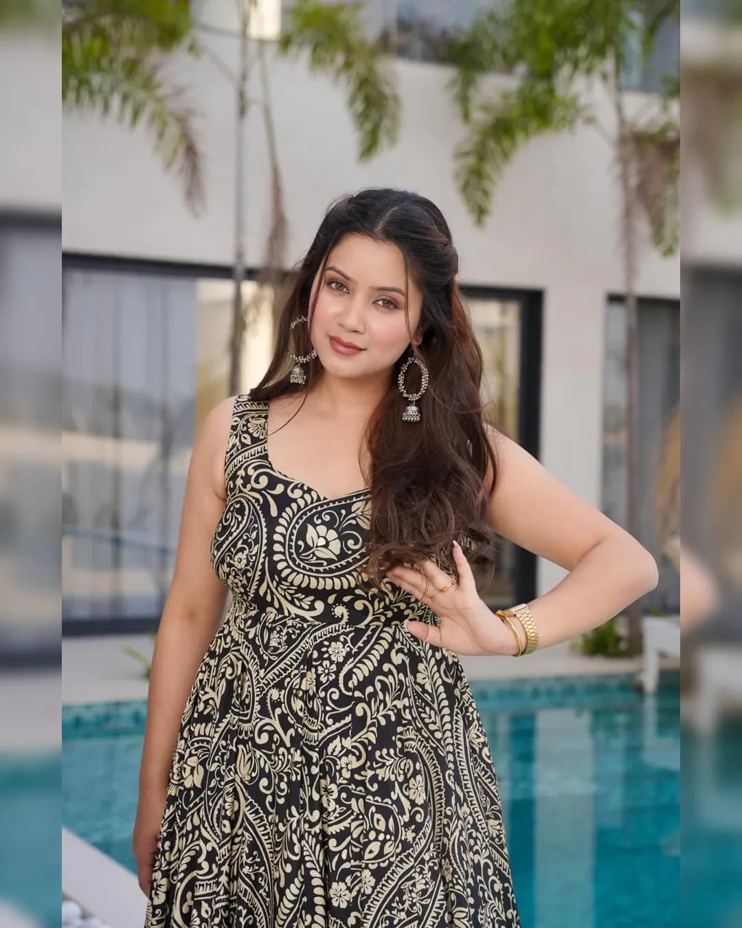 Fully Flared Heavy Rayon Digital Printed Anarkali Gown alternate view