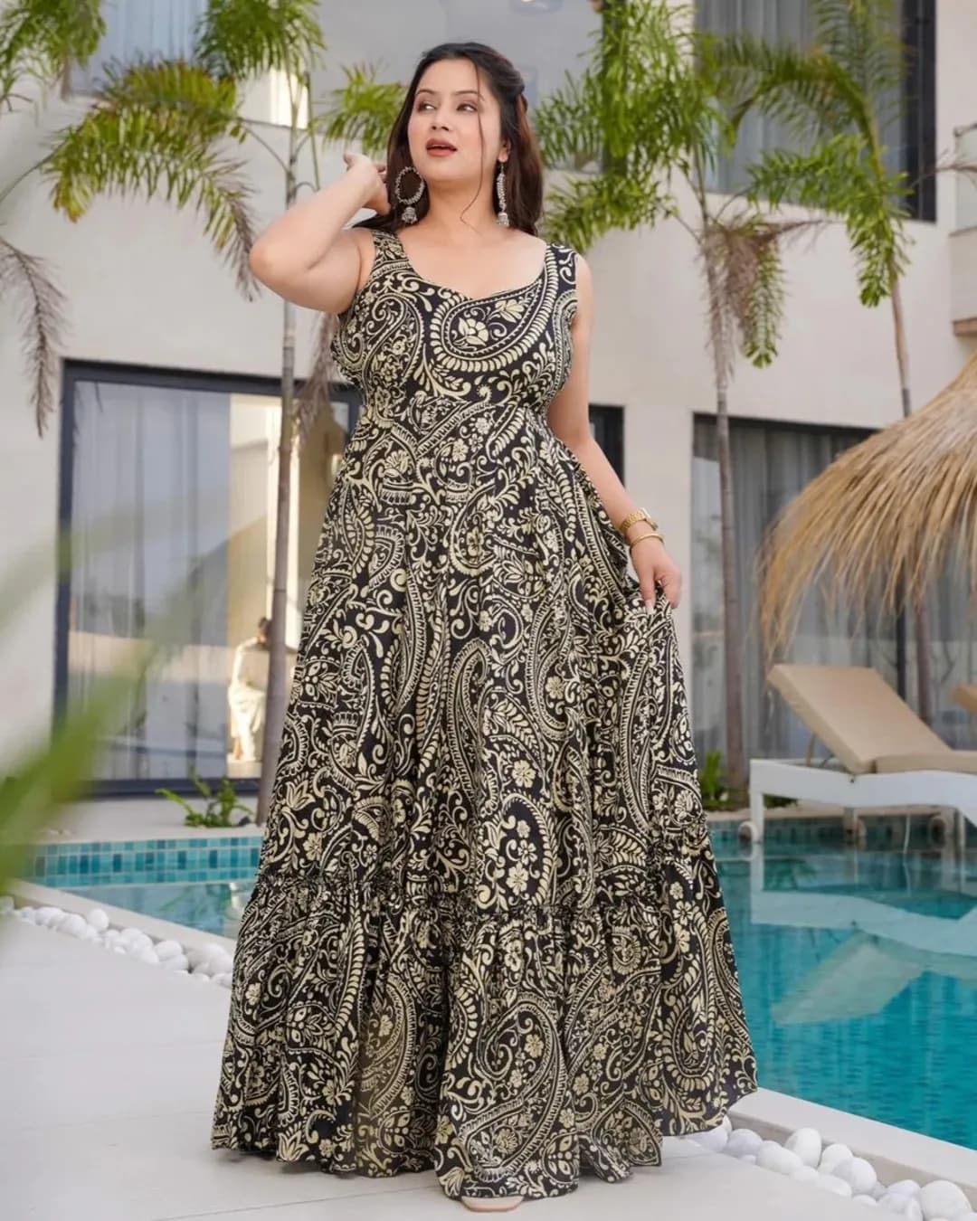 Fully Flared Heavy Rayon Digital Printed Anarkali Gown