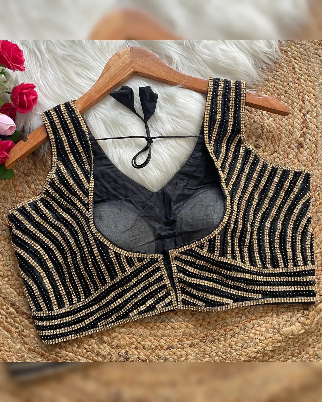 Premium Pure Silk Pearl Moti Spaghetti Blouse alternate view