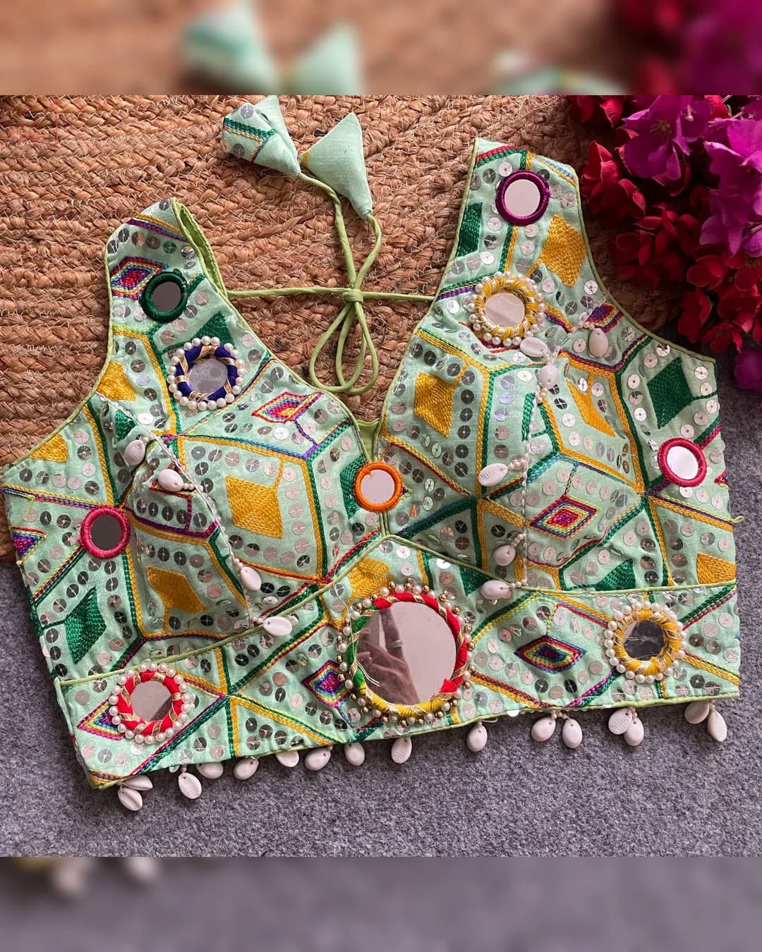 Real Mirror & Kaudi Work Designer Blouse – Navratri & Partywear Collection alternate view