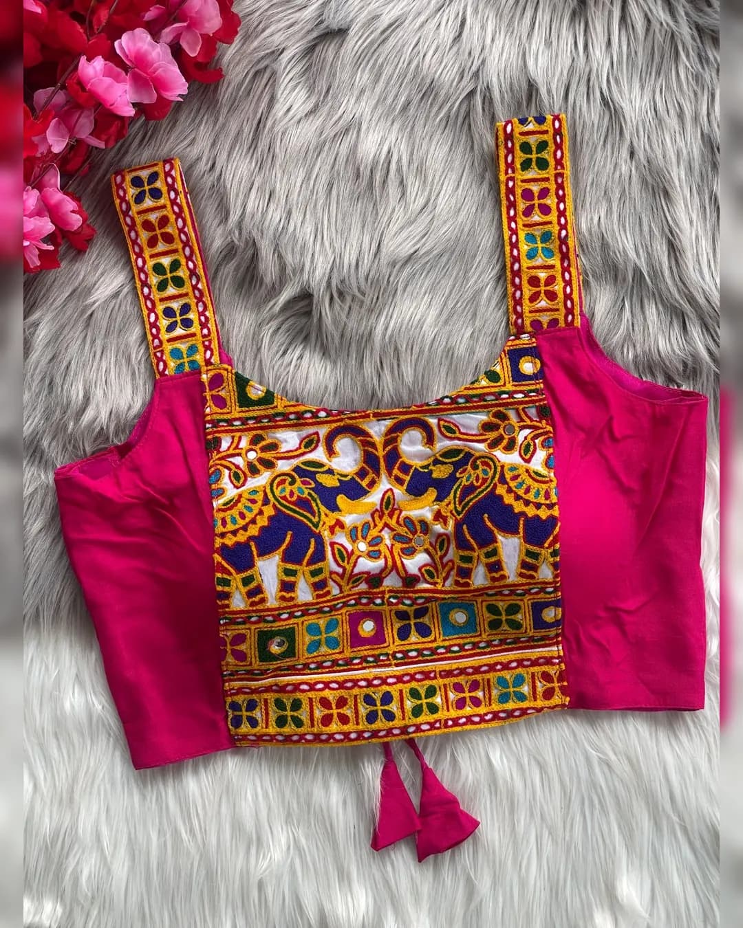 Traditional Navratri Special Halter Neck Blouse in Magic Cotton alternate view