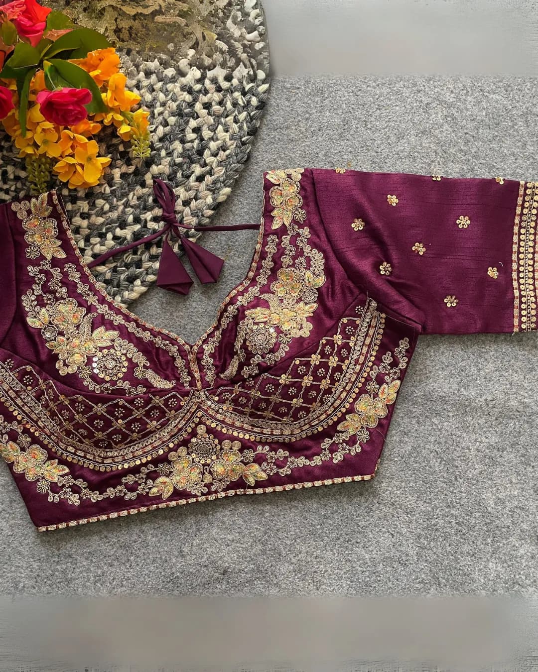 Designer Bridal Blouse with Heavy Stars & Beads Work