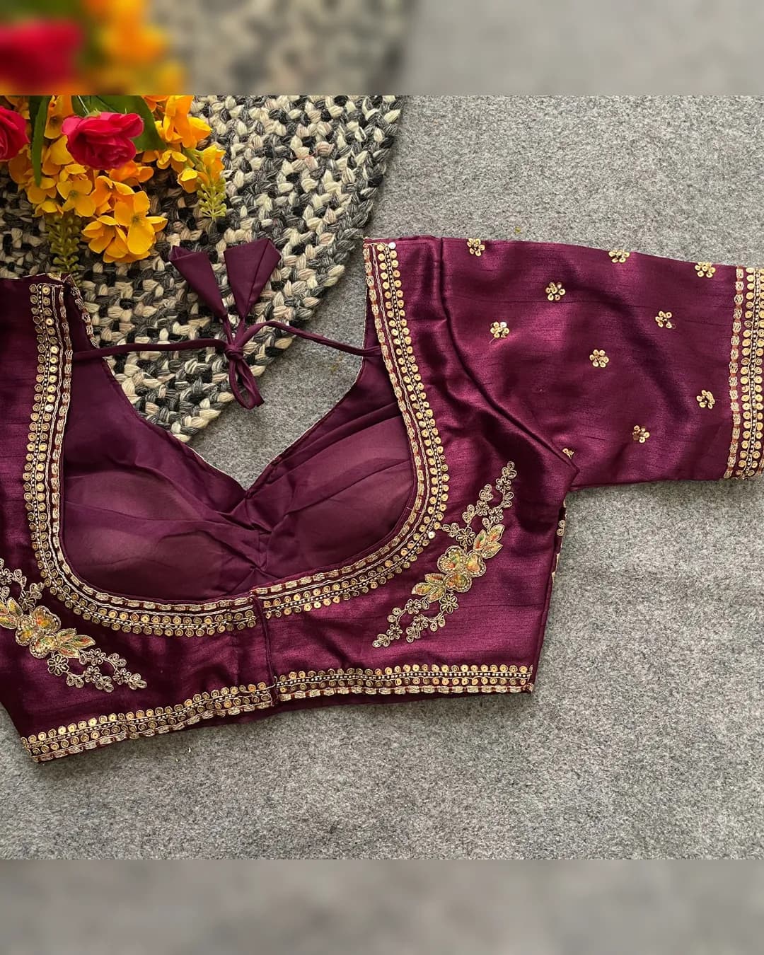 Designer Bridal Blouse with Heavy Stars & Beads Work alternate view