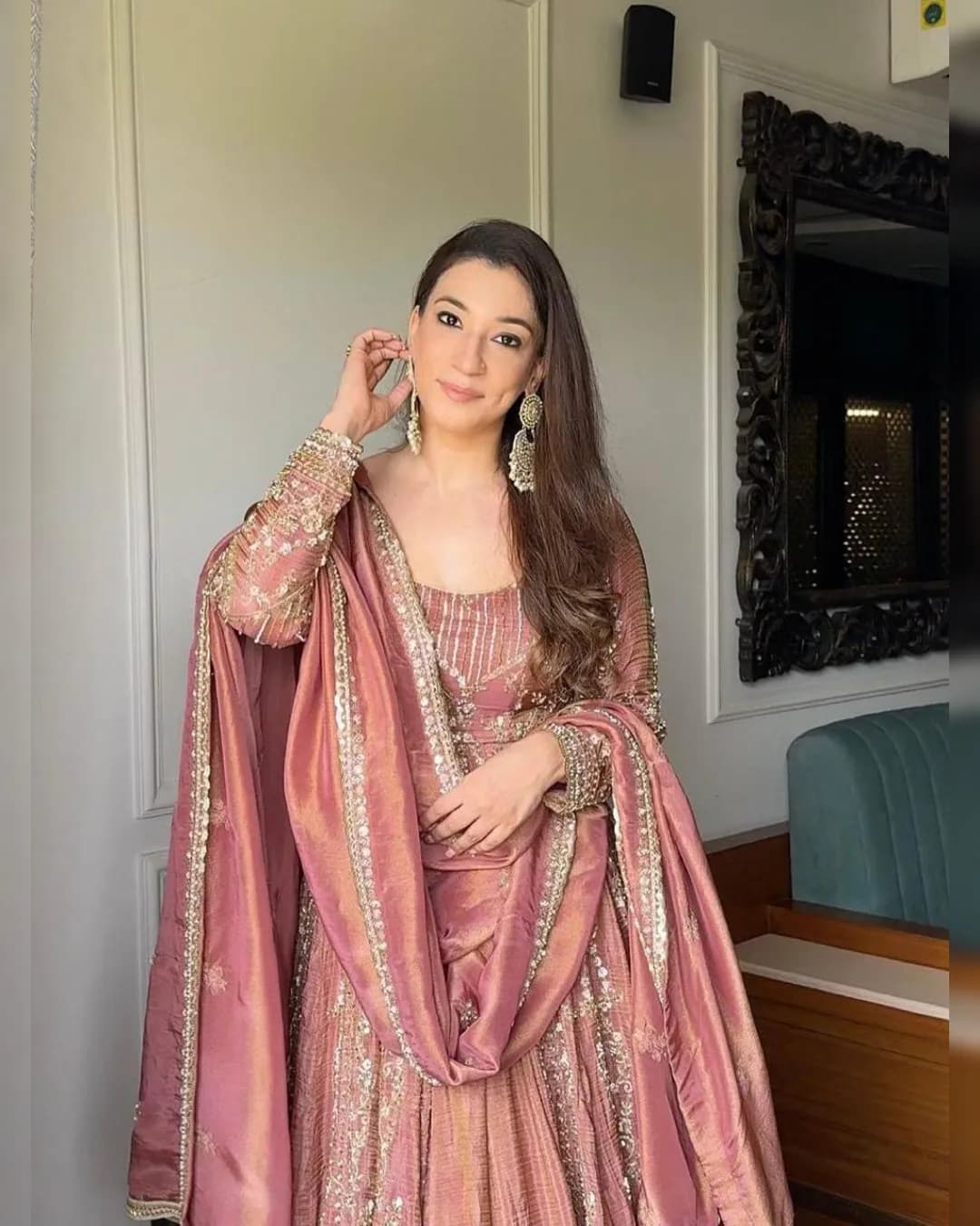 New Designer Party Wear Gown with Lehenga & Embroidered Dupatta alternate view