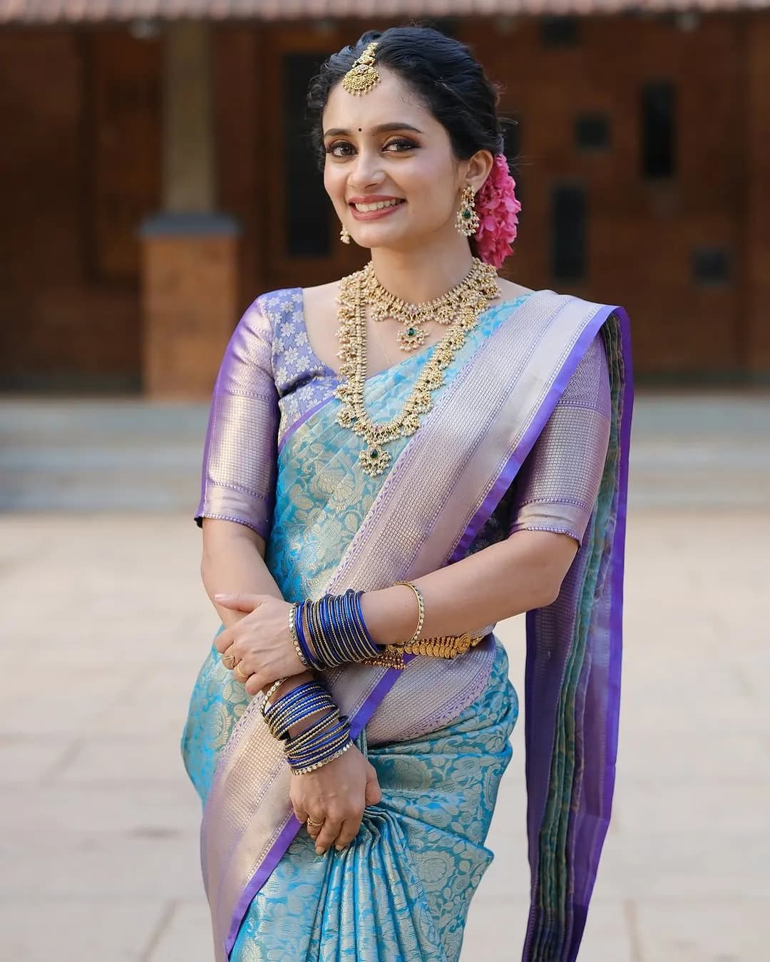 Banarasi Soft Silk Saree with Golden Zari Weaving alternate view