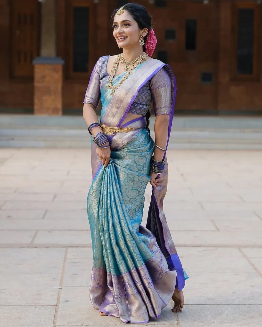 Banarasi Soft Silk Saree with Golden Zari Weaving