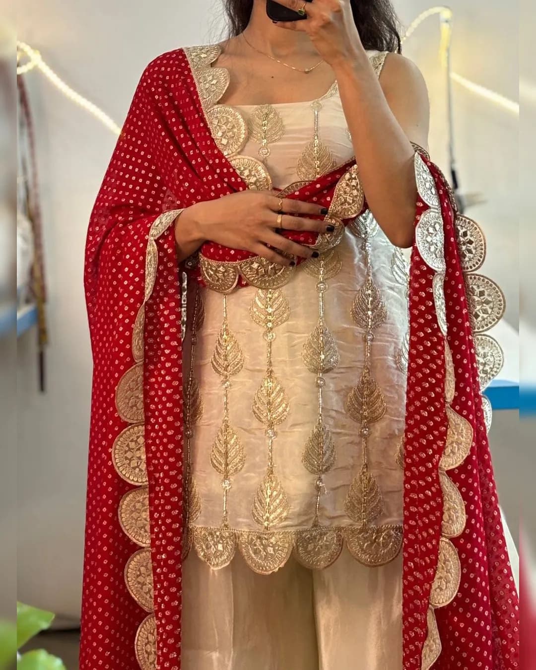 New Exclusive Designer 3-Piece Suit in Soft Chinon with Bandhani Dupatta alternate view