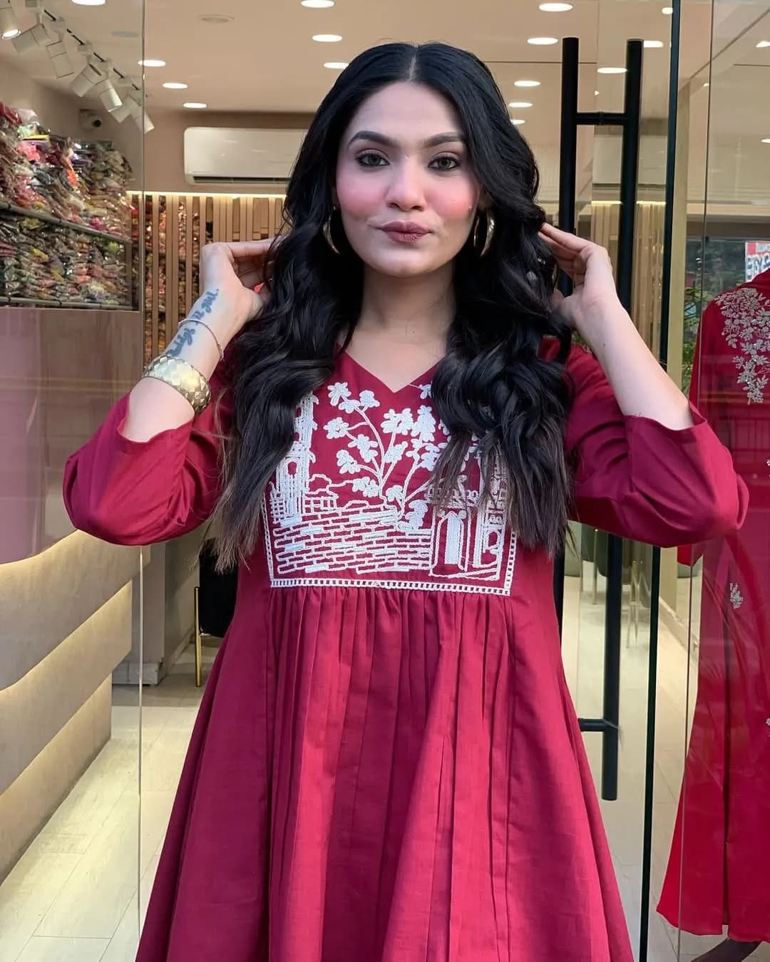 Premium Rayon Top & Plazo Co-ord Set with Heavy Embroidery Yoke alternate view