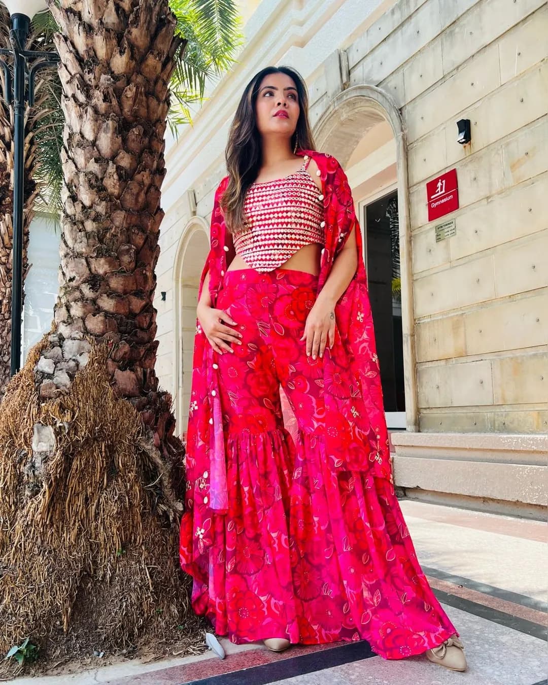 Desi Glam Designer Garara Cape Set with Zari, Mirror & Cowri Shell Detailing