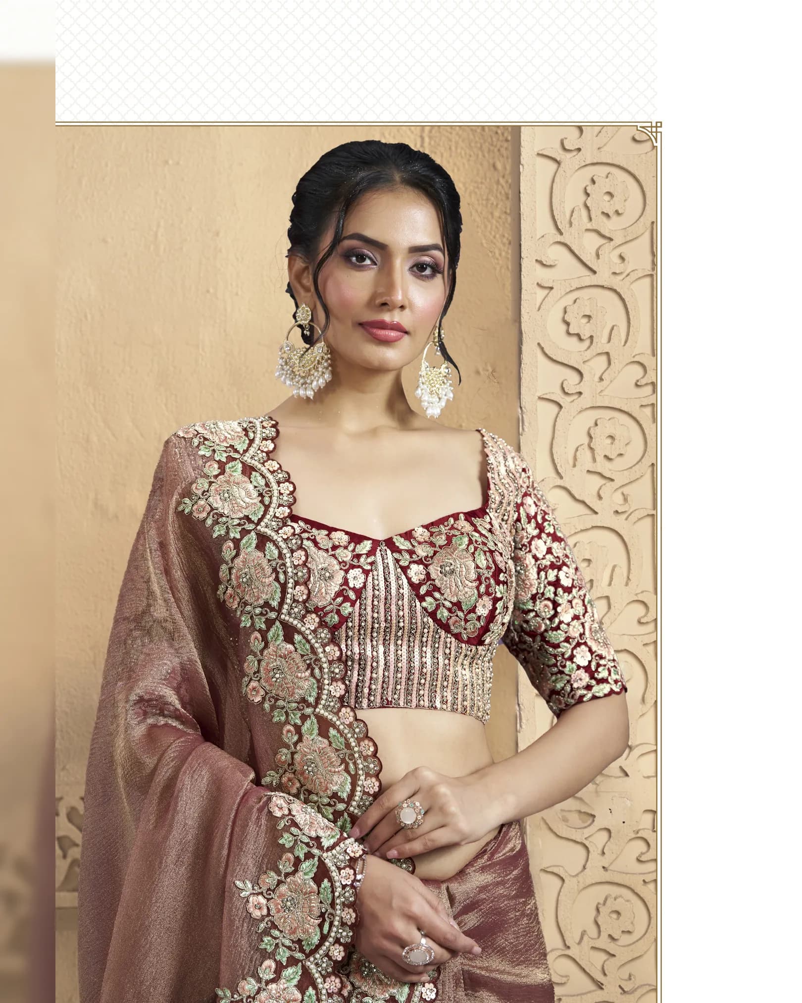 MOHMANTHAN 26300 GAURANGI | Pure Banarasi Crush Saree with Sequins & Moti Work alternate view