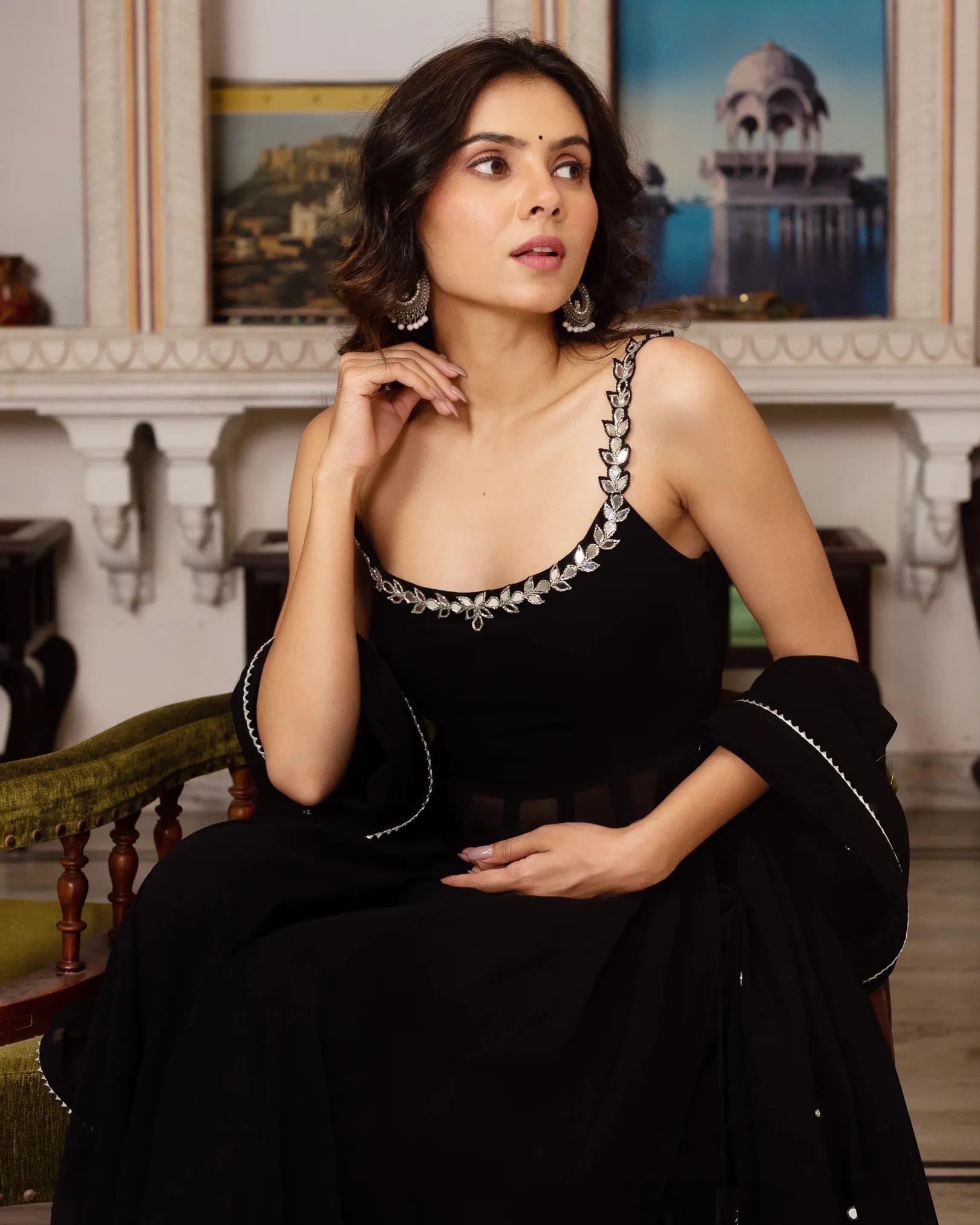 Elegant Faux Georgette Real Mirror Handwork Anarkali Set with Dupatta – Premium Festive Collection alternate view