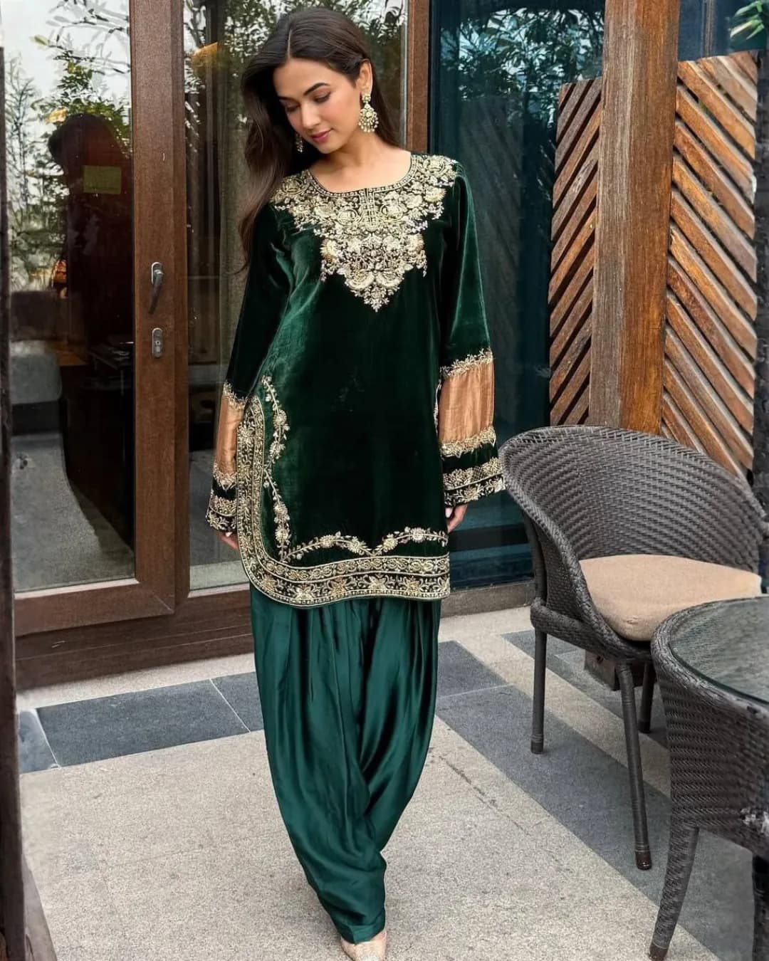 Premium Velvet Winter Kurta Salwar Dupatta Set with Sequence Embroidery Work