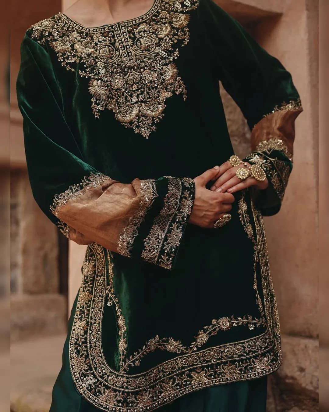 Premium Velvet Winter Kurta Salwar Dupatta Set with Sequence Embroidery Work alternate view