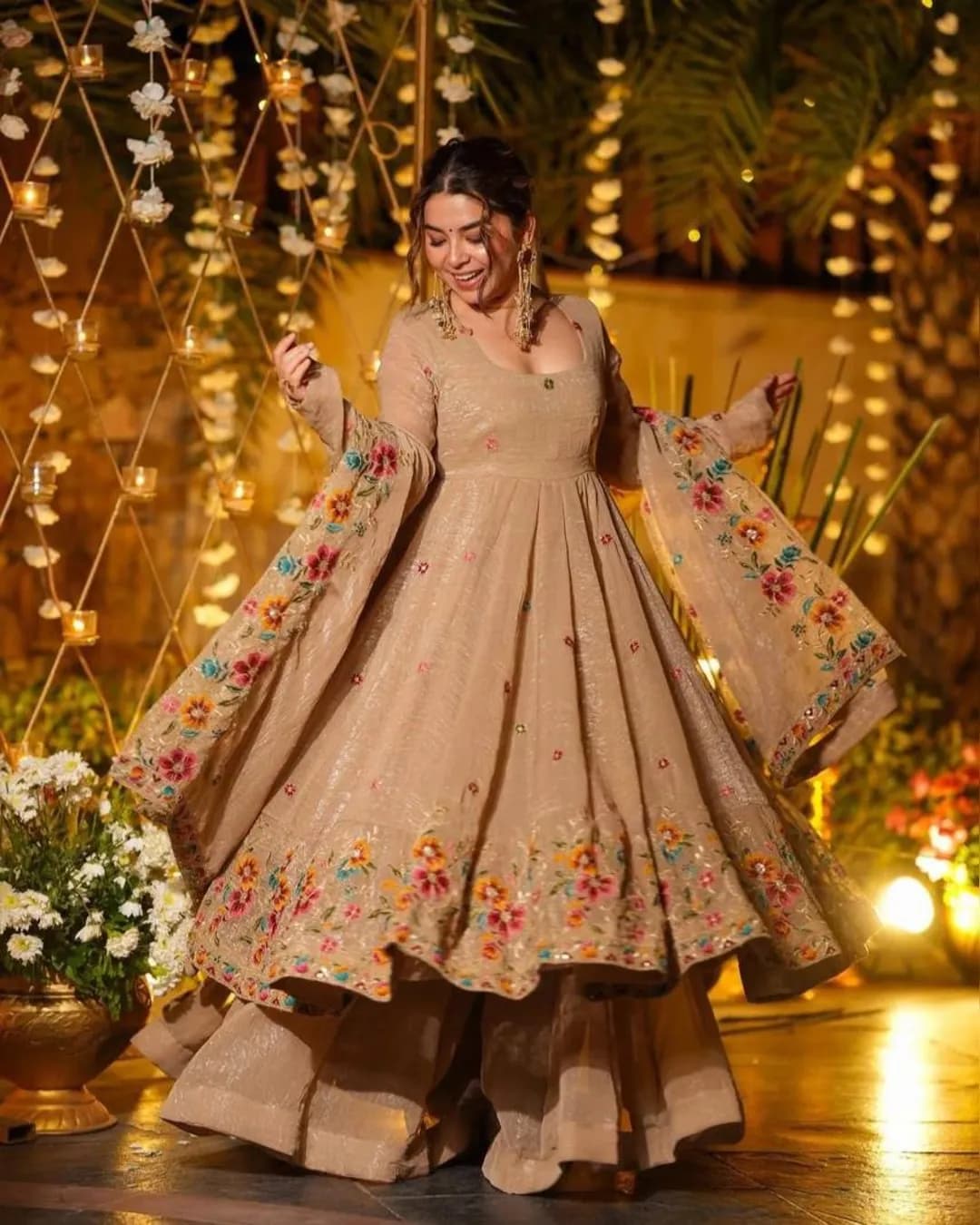 New Designer Party Wear Crunchy Silk Top-Sharara & Dupatta Set with Heavy Embroidery Sequence Work