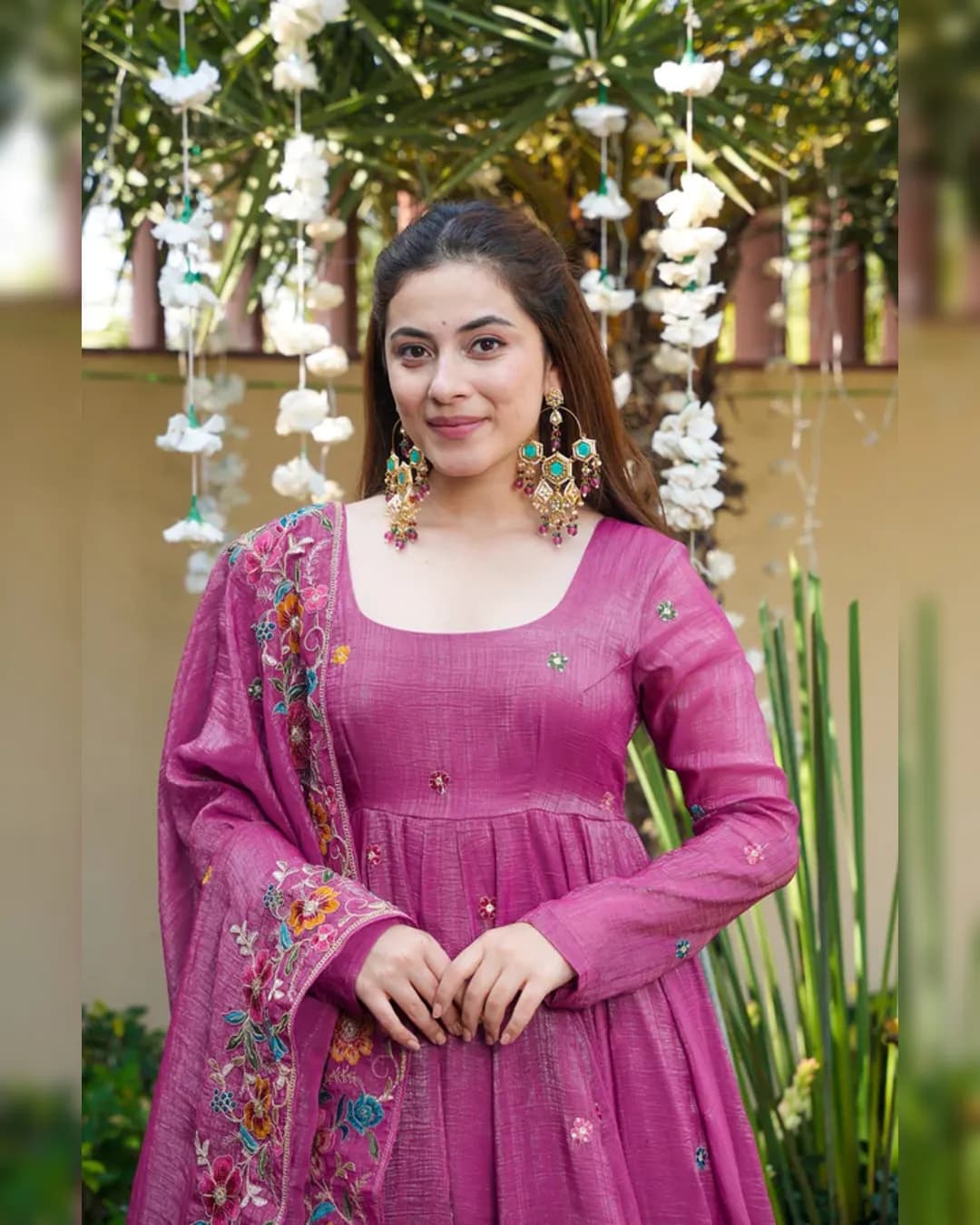 New Designer Party Wear Crunchy Silk Top-Sharara & Dupatta Set with Heavy Embroidery Sequence Work alternate view