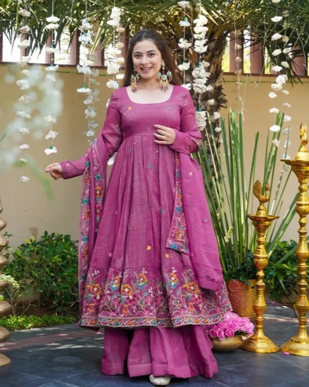 New Designer Party Wear Crunchy Silk Top-Sharara & Dupatta Set with Heavy Embroidery Sequence Work