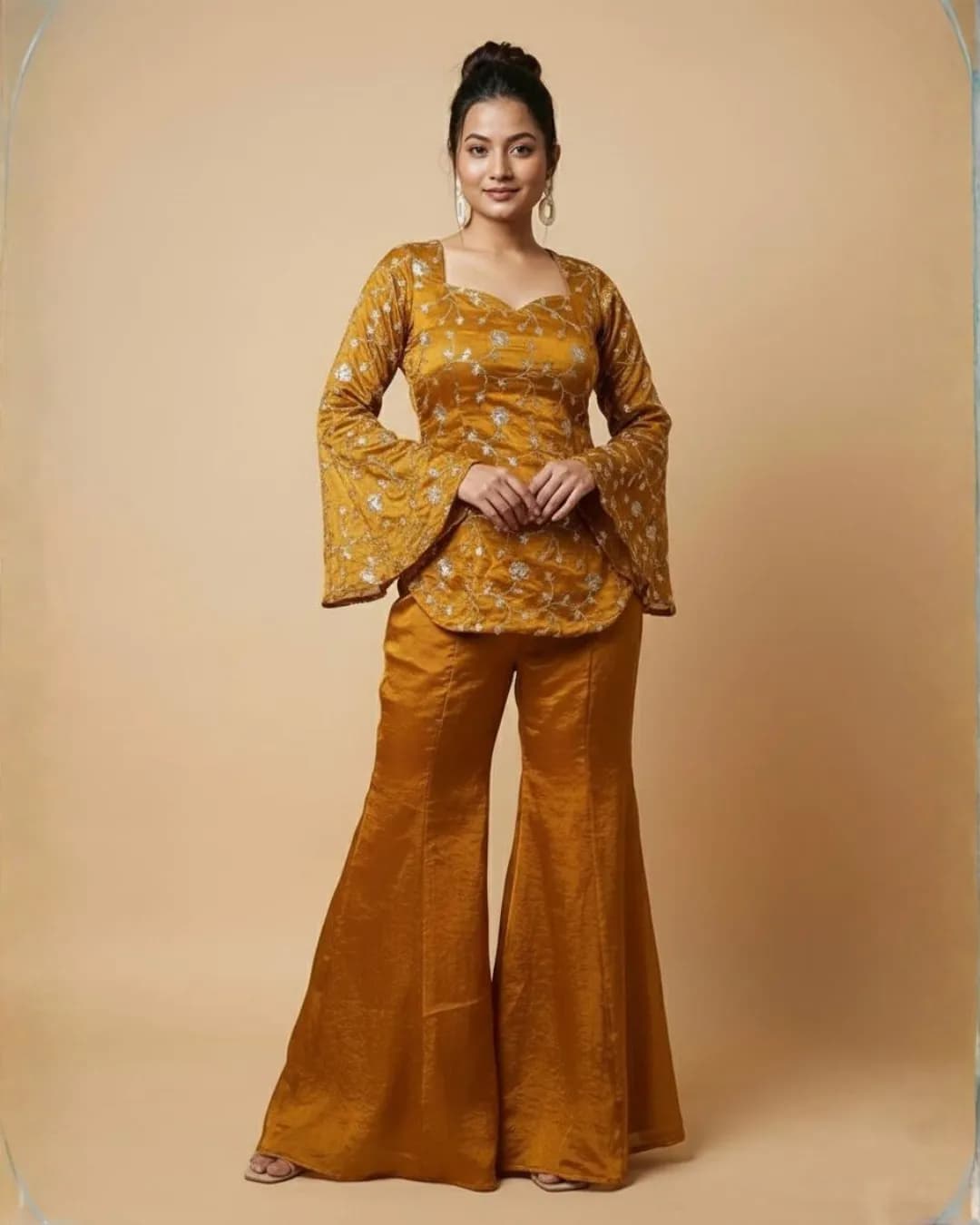 Elegant Embroidered Sequence Work Designer Two-Piece Set in Fandy Silk