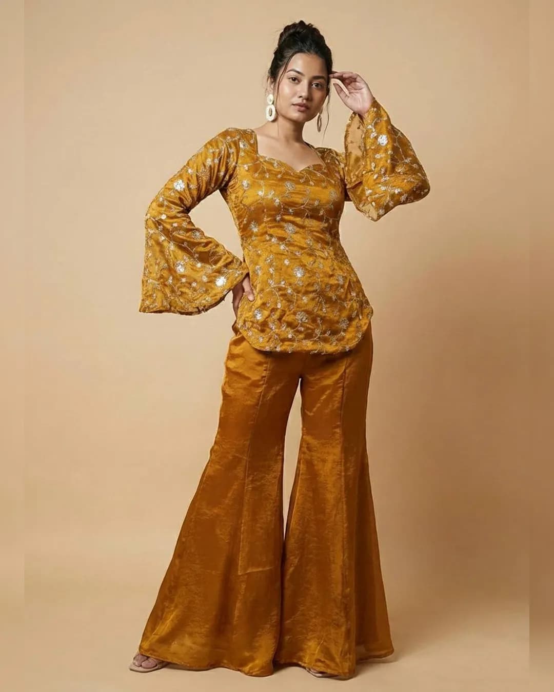 Elegant Embroidered Sequence Work Designer Two-Piece Set in Fandy Silk alternate view