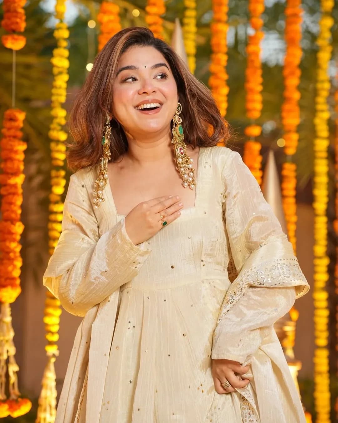 Heavy Chinnon Silk Gown-Plazzo-Dupatta Set with Mukesh Work – Festive & Wedding Wear alternate view