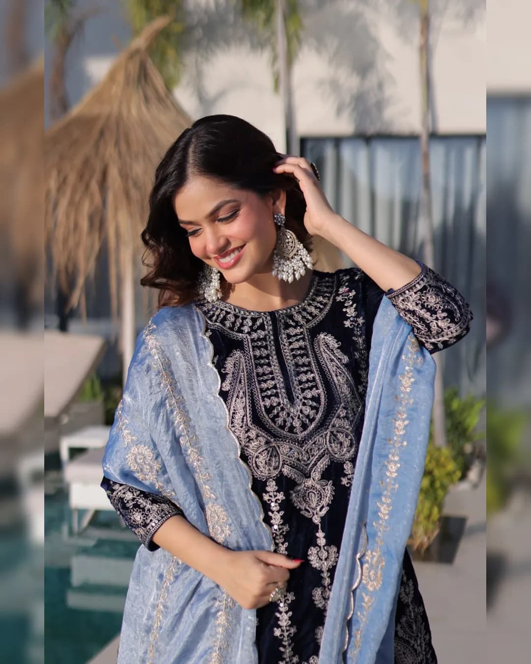 Pure Vichitra Heavy Thread & Sequin Work Lehenga with Designer Top – Festive Wear alternate view