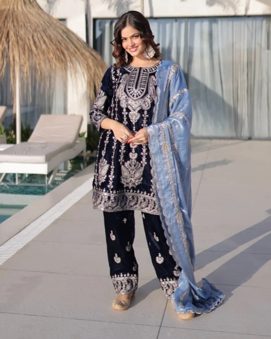 Pure Vichitra Heavy Thread & Sequin Work Lehenga with Designer Top – Festive Wear