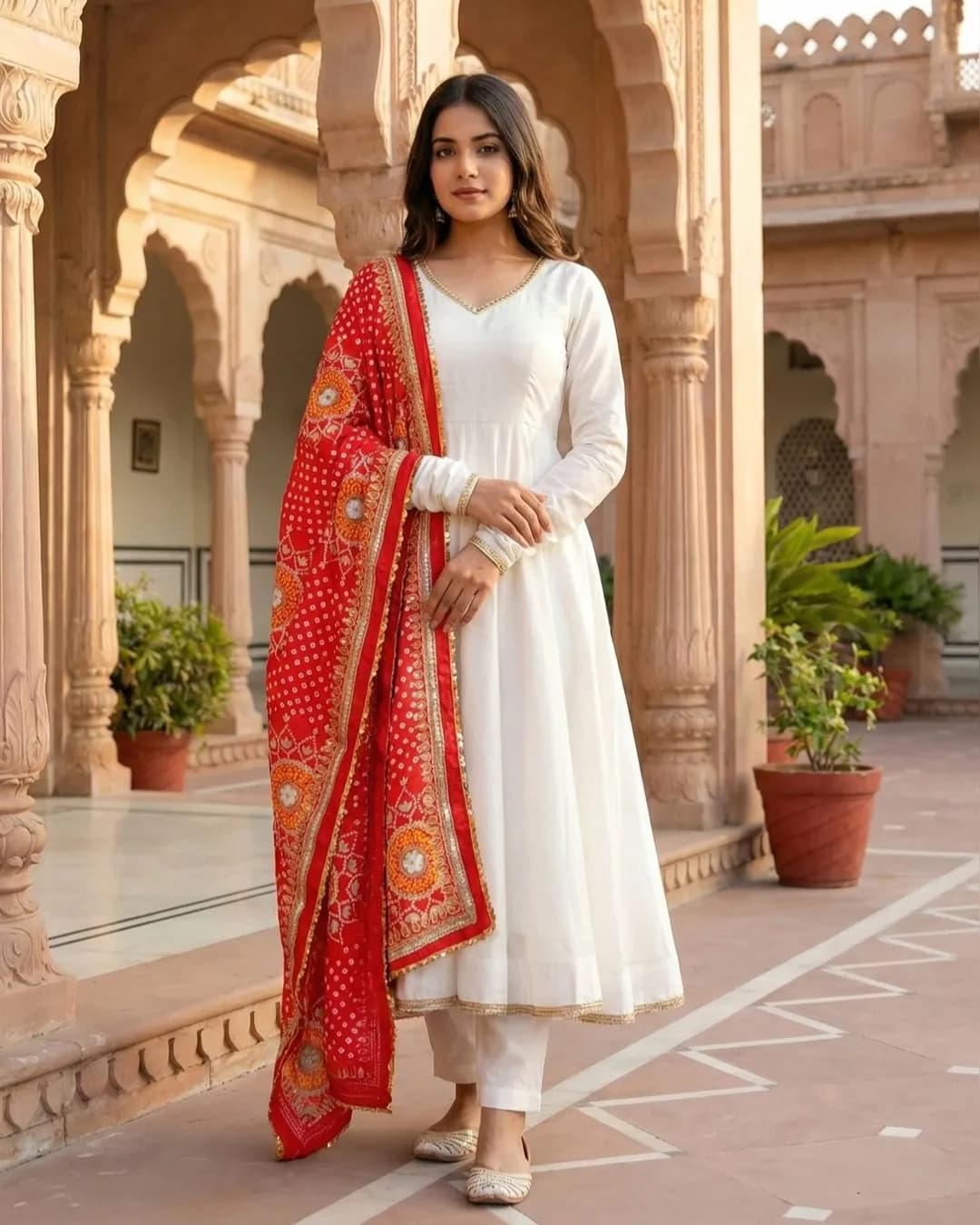 Designer Roman Silk Gown with Pant & Digital Print Dupatta Set – Fully Stitched Ready to Wear