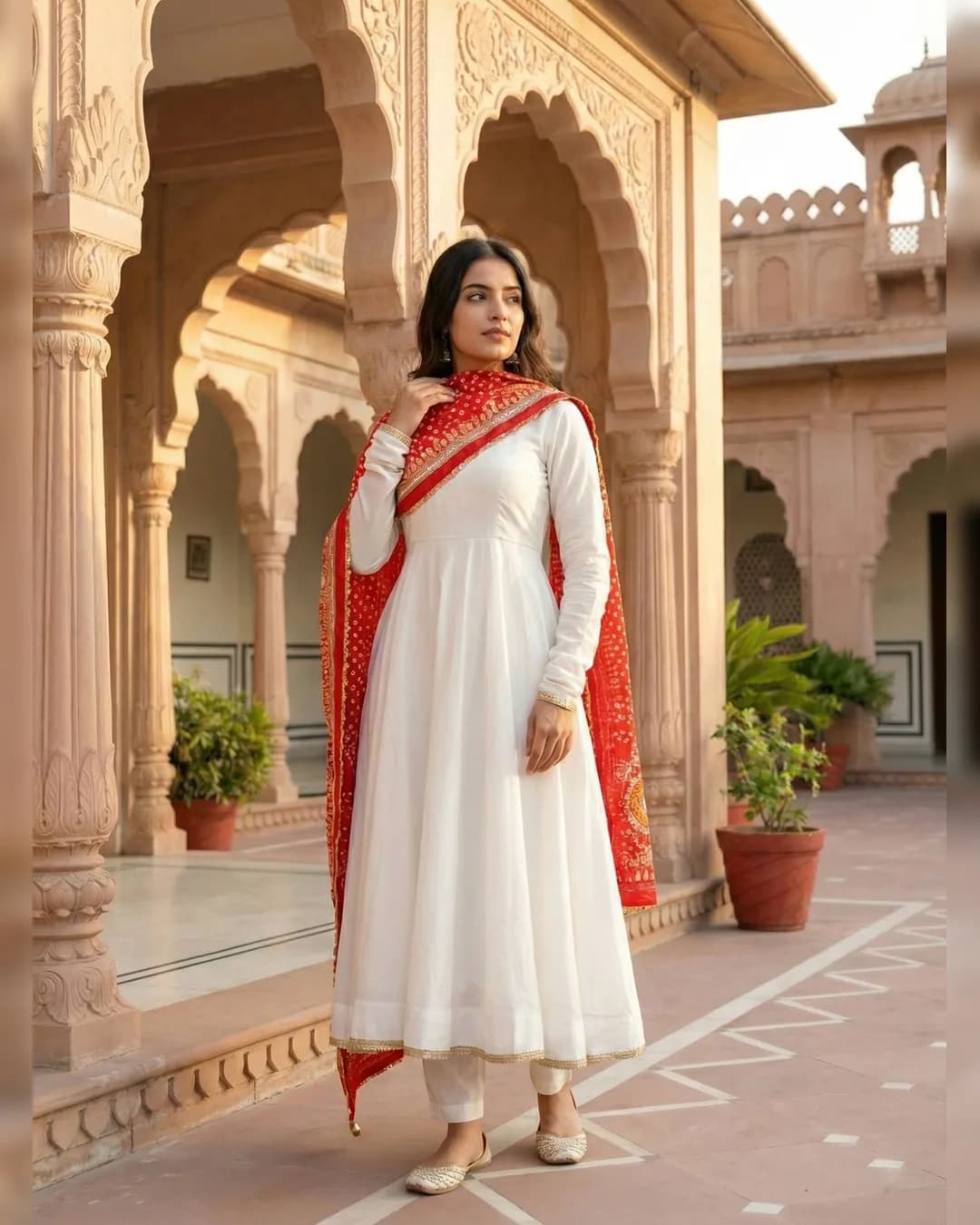 Designer Roman Silk Gown with Pant & Digital Print Dupatta Set – Fully Stitched Ready to Wear alternate view