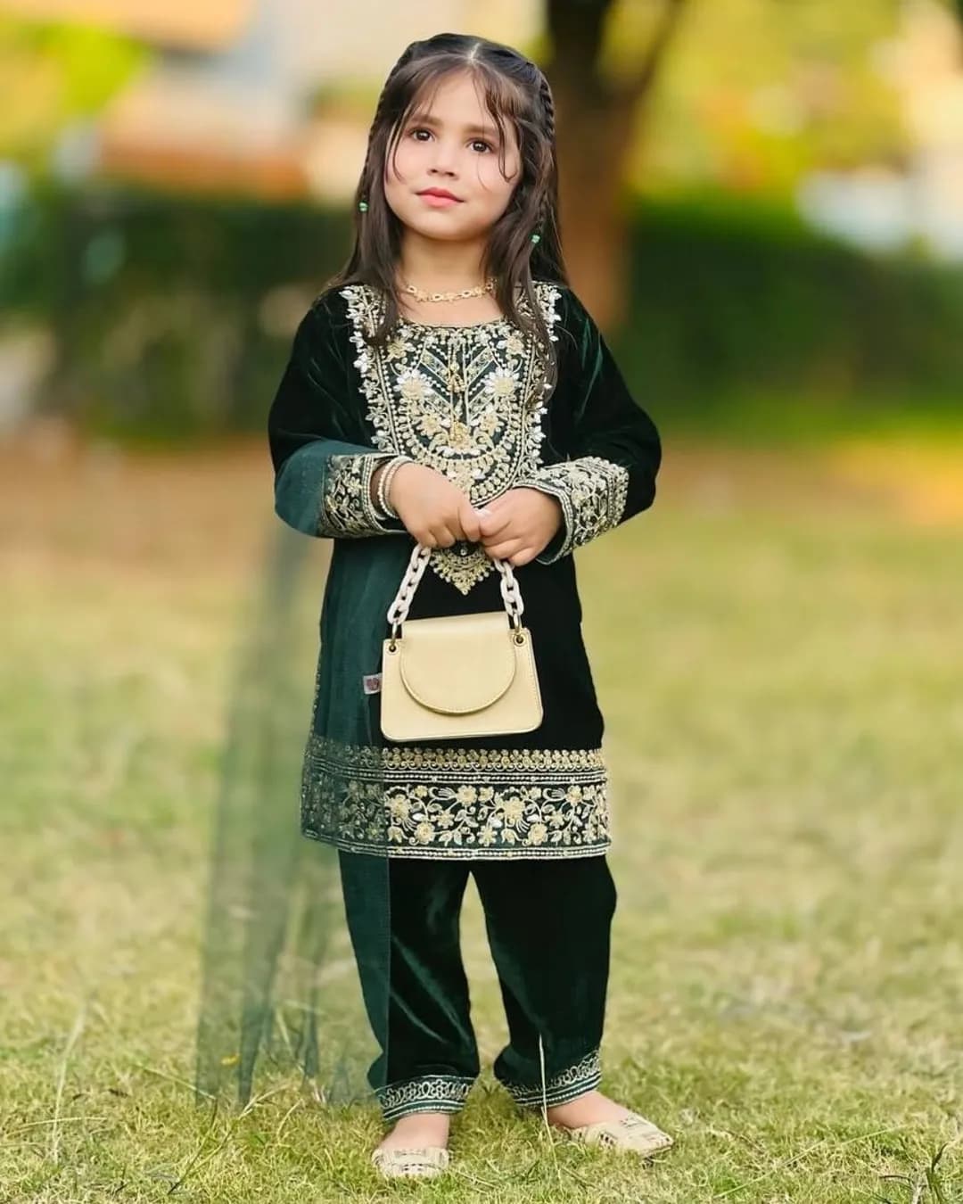 Premium Designer Ready-Made Viscose Velvet Top Bottom & Dupatta Set for Kids