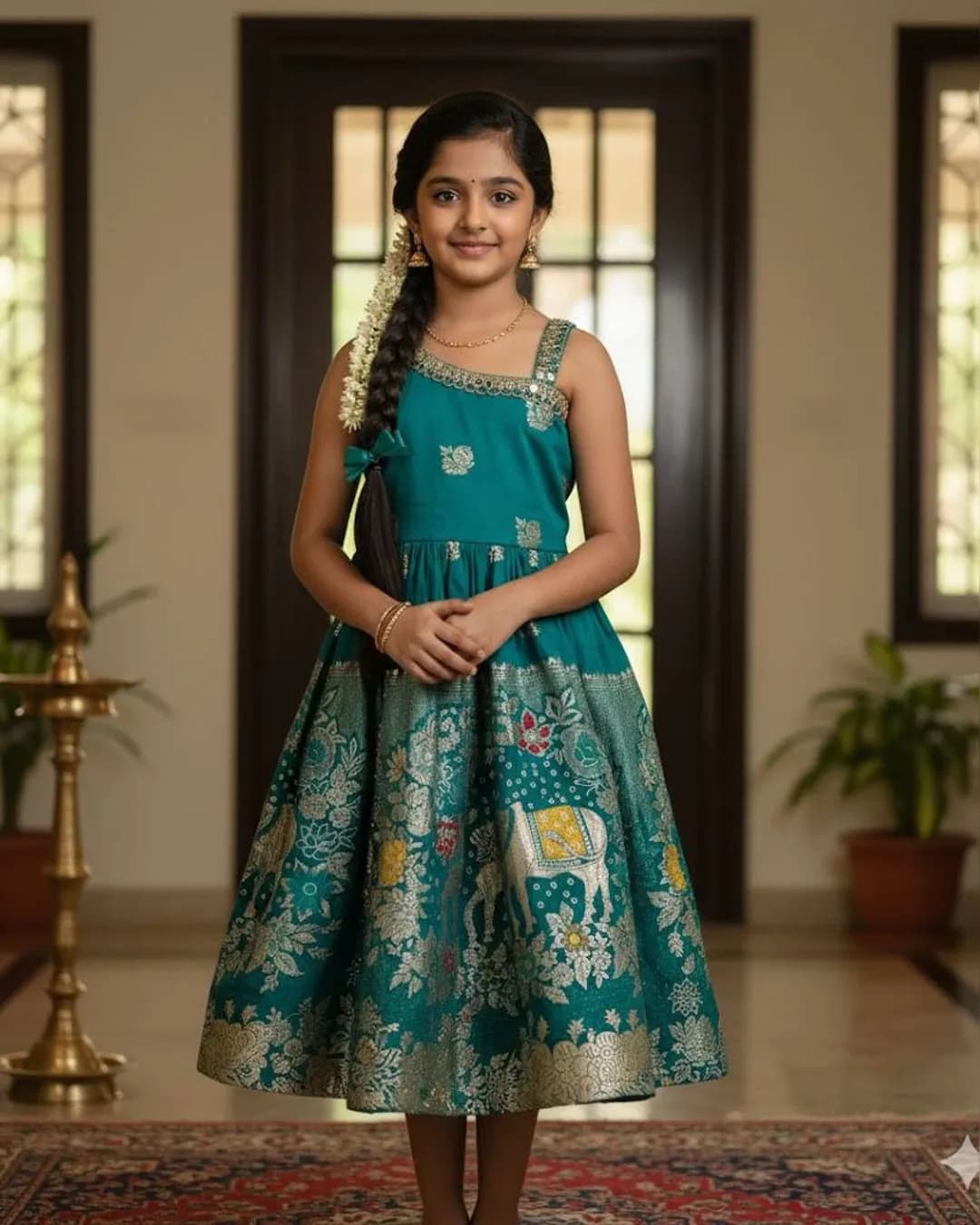 Little Kids Trending Designer Gown in Pure Cosmos Jacquard