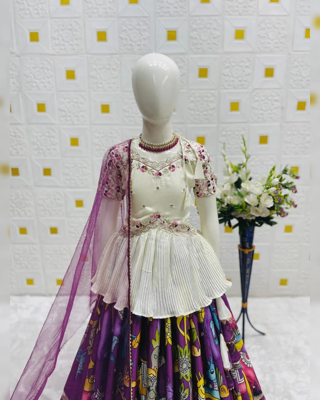 New Designer Kids Lehenga Set – Kediya Style | Fully Stitched & Ready to Wear alternate view