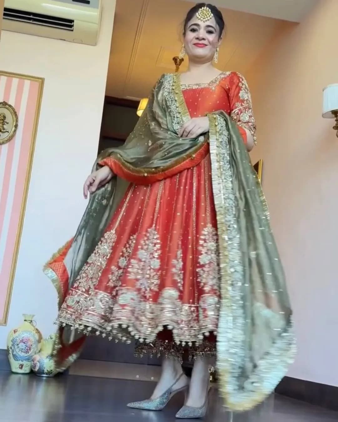 Designer Party Wear Heavy JC Silk Embroidered Gown with Bottom & Dupatta