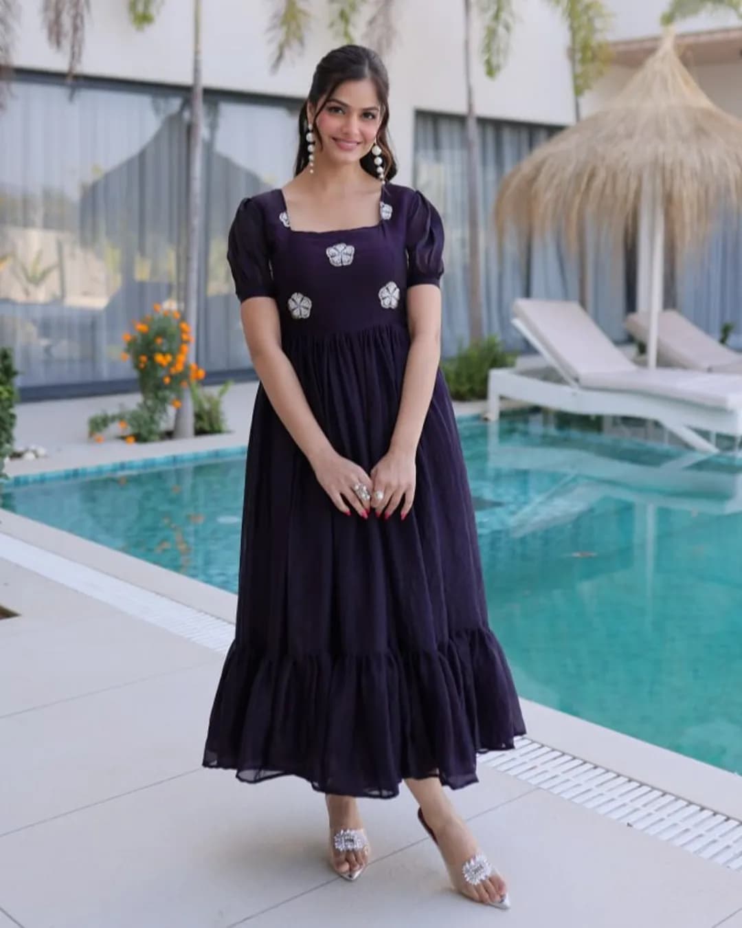 Premium Fendi Silk Designer Gown with Beads Embroidery – Ready to Wear alternate view