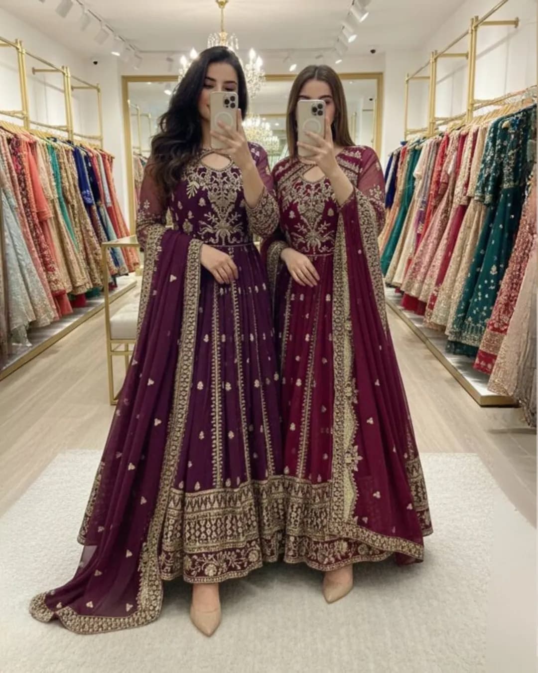 Designer Heavy Fox Georgette Gown with Pant & Dupatta Set