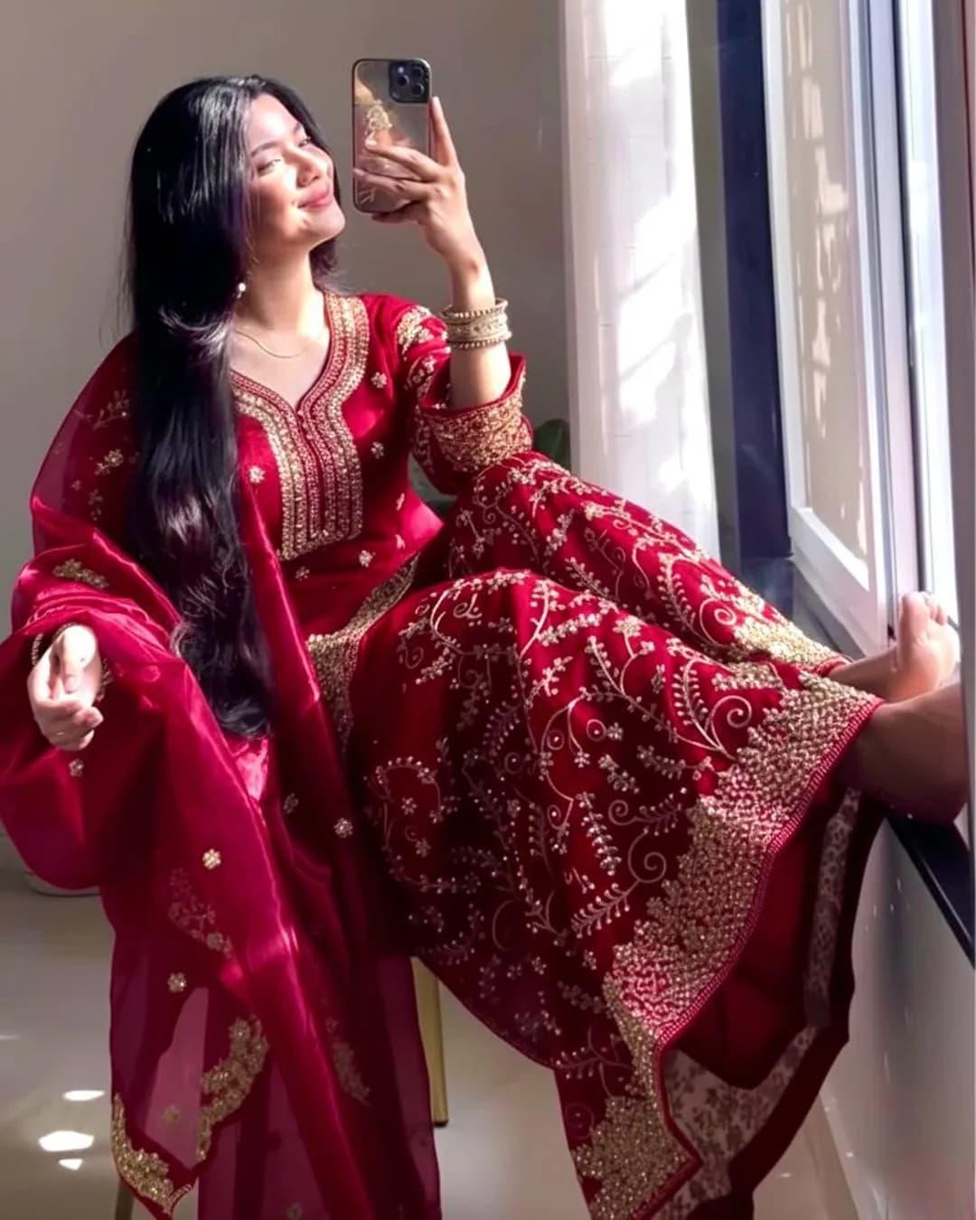 Designer Party Wear Pure Jimmy Choo Top Plazzo & Dupatta Set