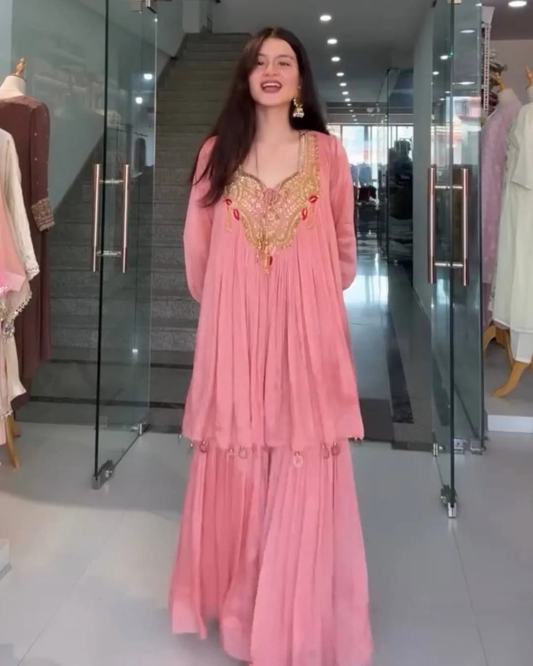 Trendy Wedding Season Chinon Kurti Sharara Set with Sequin Embroidery