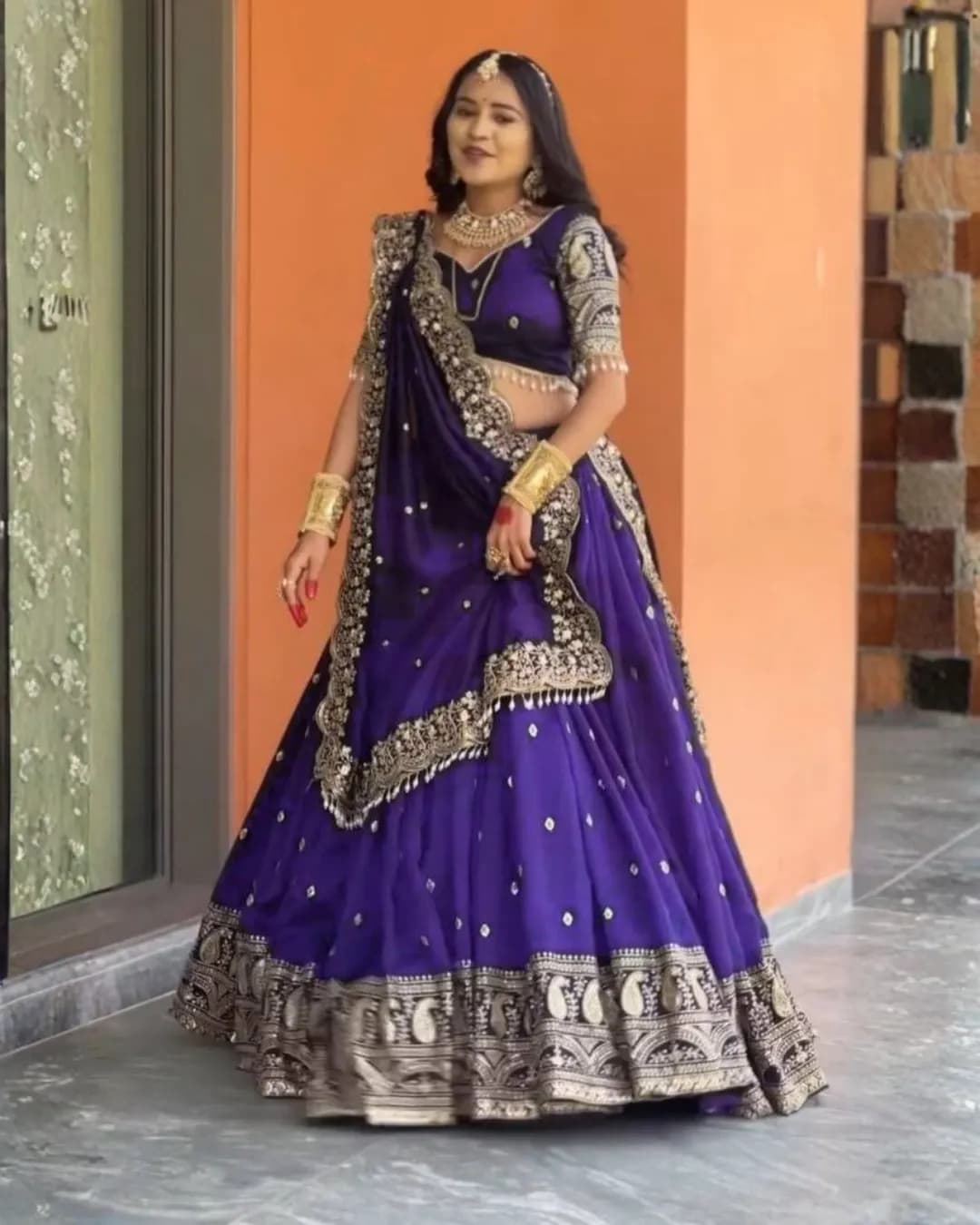 Premium Chinon Silk Full-Stitch Lehenga Choli Set with Sequence Work
