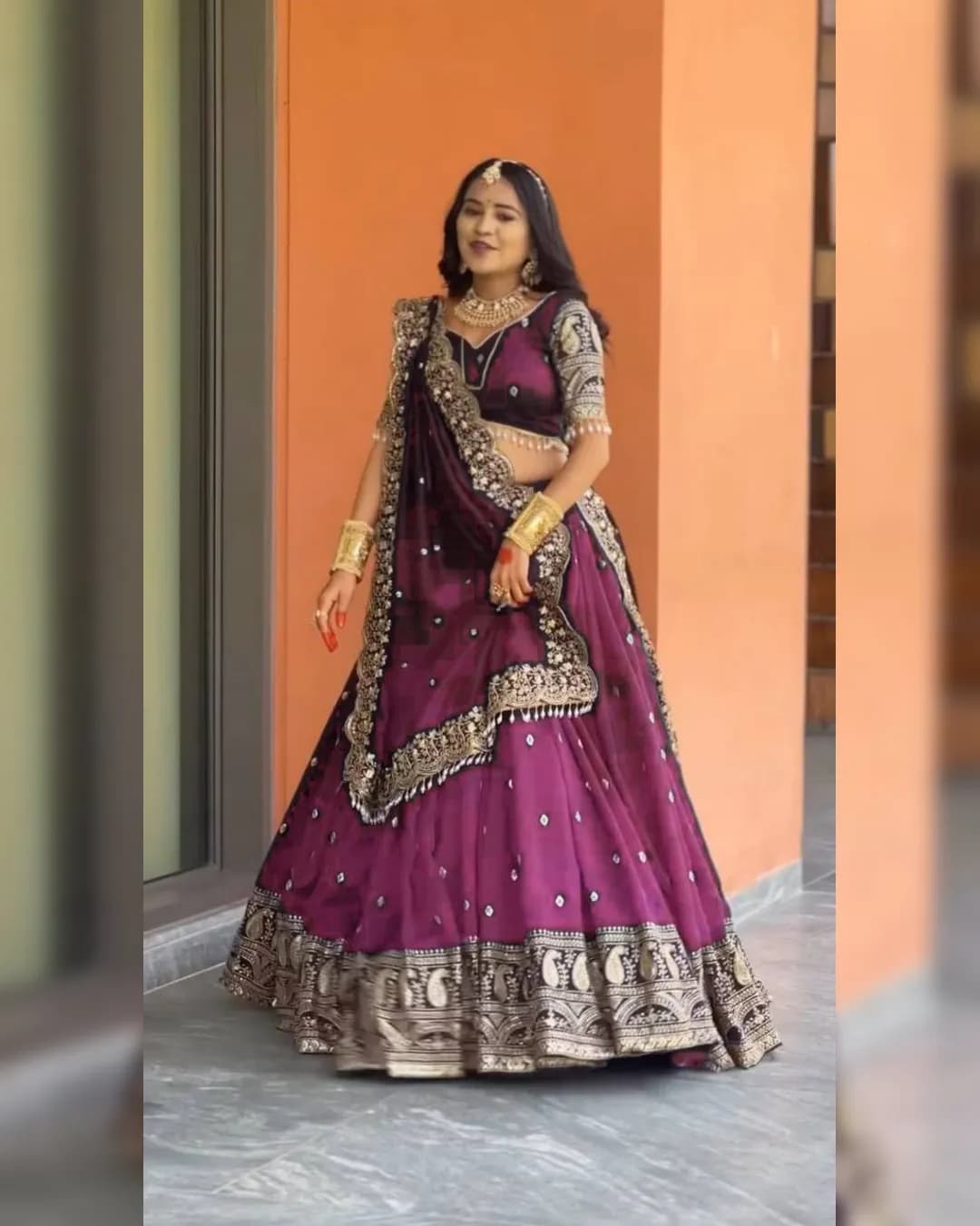 Premium Chinon Silk Full-Stitch Lehenga Choli Set with Sequence Work alternate view