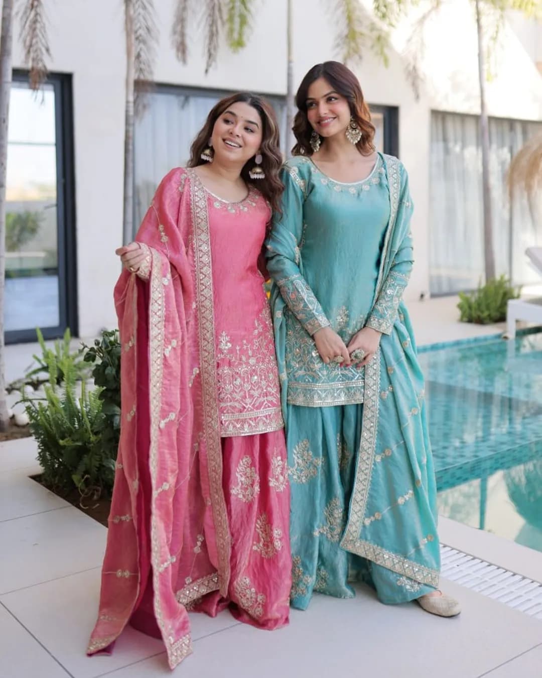 Premium Designer Readymade Fendi Crush Top-Sharara-Dupatta Set