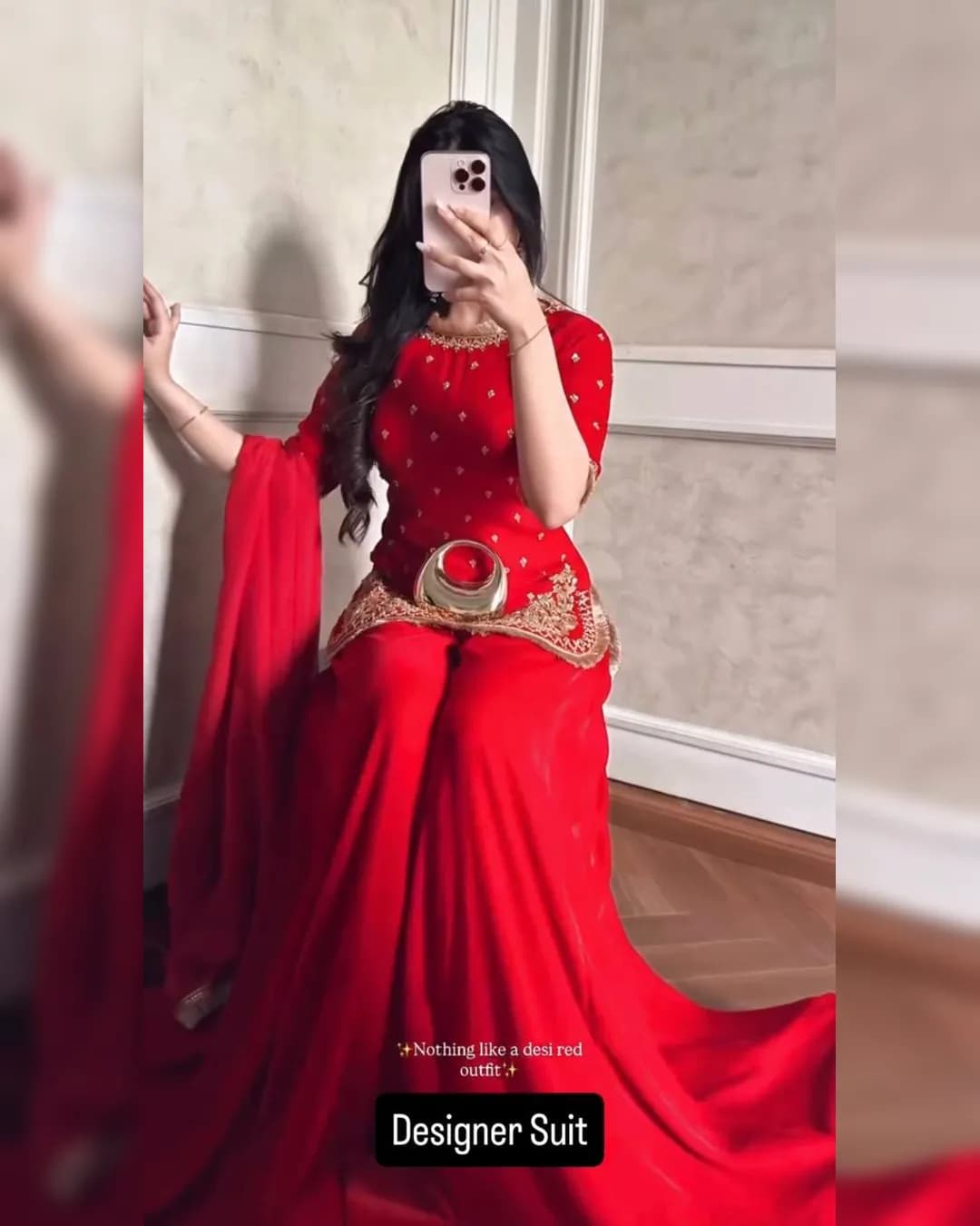 Classy Faux Georgette Top Sharara Set with Fancy Lace Dupatta alternate view