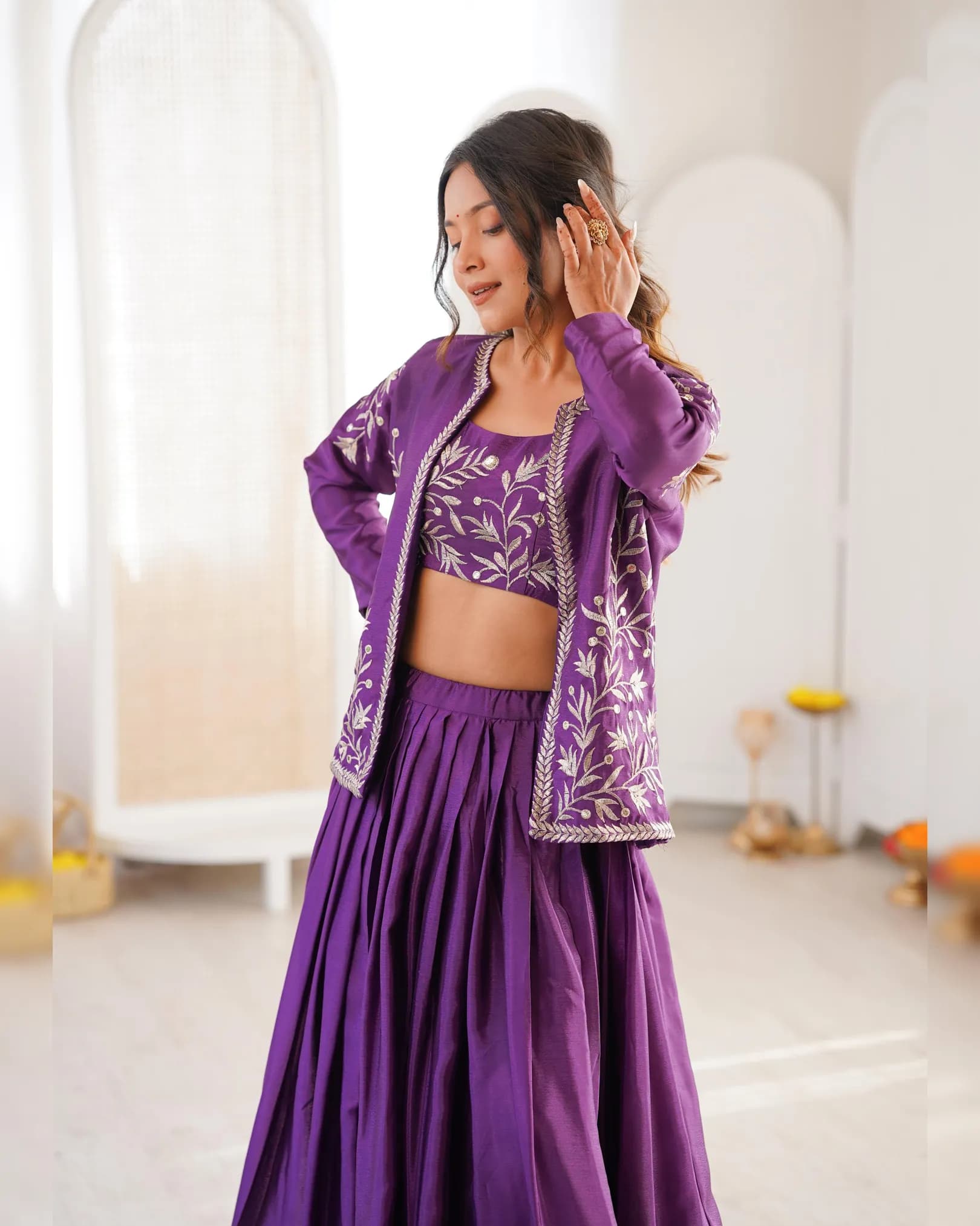 Boutique Heavy Chinon Silk Lehenga Choli with Koti – Real Model Exclusive Launch alternate view