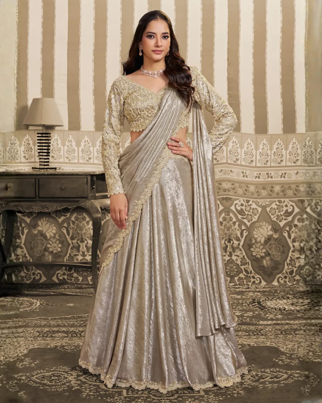 Mahotsav Mohmanthan 26400 Stella : Foil Satin Designer Lehenga Saree